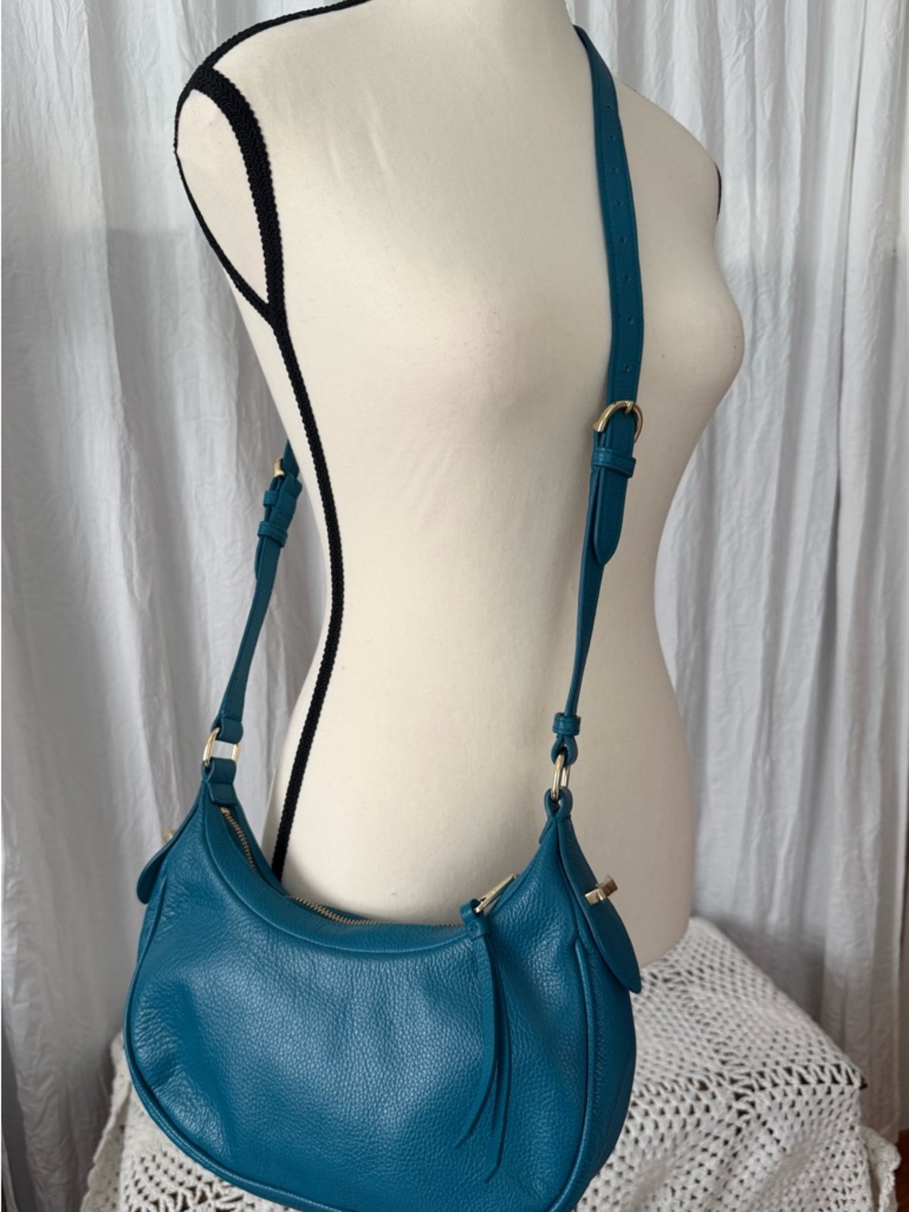 Talbots Teal Leather Crossbody Bag - Picture 2 of 12